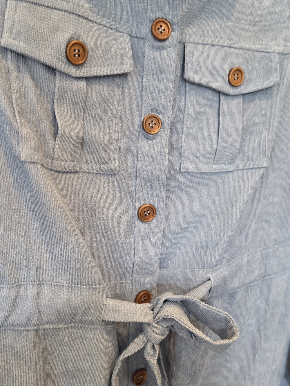 Lulus Simple Affection Blue Corduroy Mini Dress With Pockets Small NWT - Picture 6 of 8